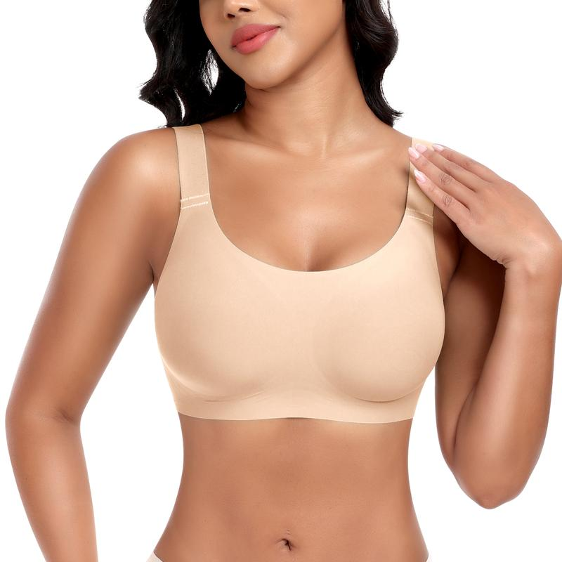 Werena Wireless Bras for Women Push up Seamless Bras Full Coverage Comfortable Everyday Bra with Medium Support Breathable Strip