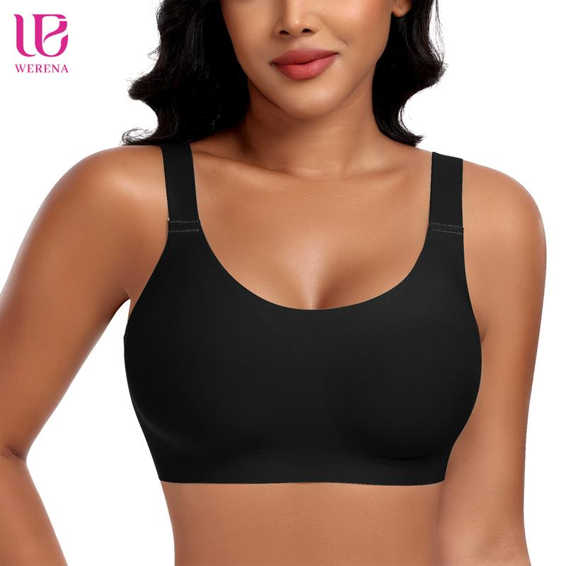 Werena Wireless Bras for Women Push up Seamless Bras Full Coverage Comfortable Everyday Bra with Medium Support Breathable Strip